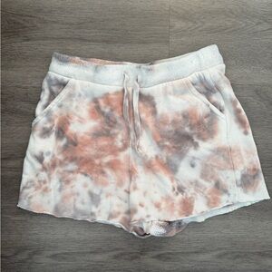Free People Tie-Dye Athletic Shorts in Pink and Gray